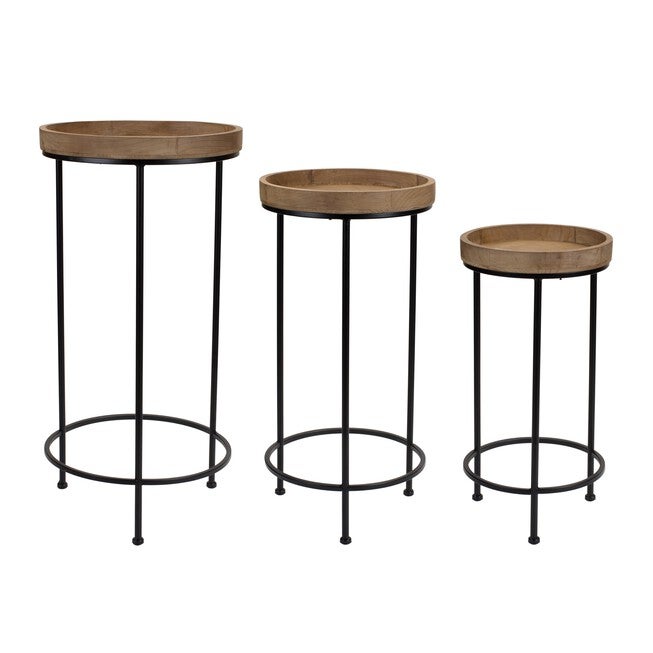 Accent Table (Set of 3) 10.5 inchesD x 20.75 inchesH, 12.25 inchesD x 25.25 inchesH, 14.25 inchesD x 28.75 inchesH Iron/Wood, BROWN/BLACK, hi-res image number null