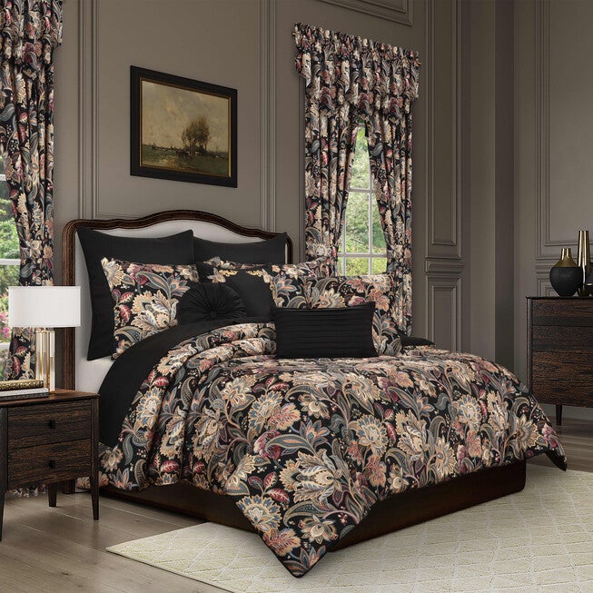 Calabria 3 Piece Comforter Set, BLACK, alternate image number null