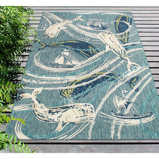 Liora Manne Portofino Whale Tale Indoor/Outdoor Rug, , alternate image number null