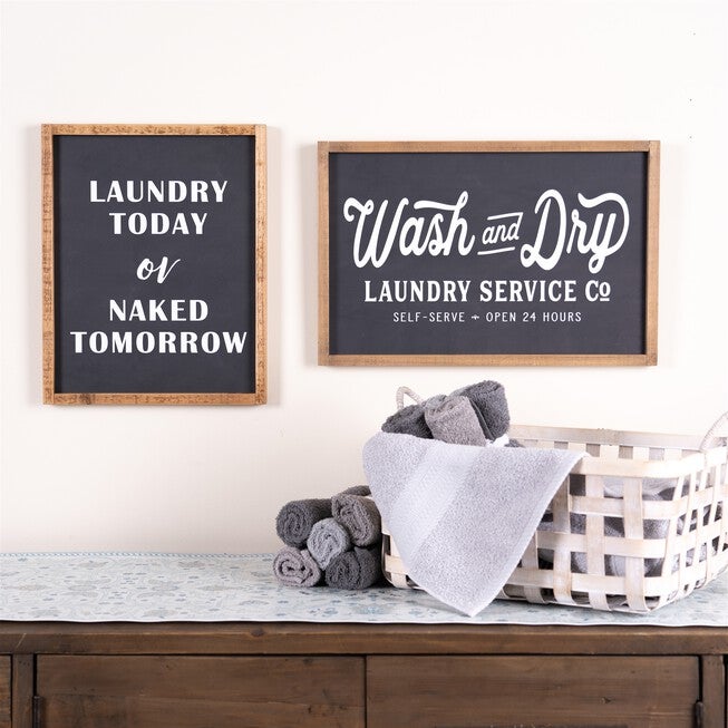 Laundry Sign 12 inchesL x 15 inchesH MDF/Wood, BLACK/WHITE/BROWN, alternate image number null