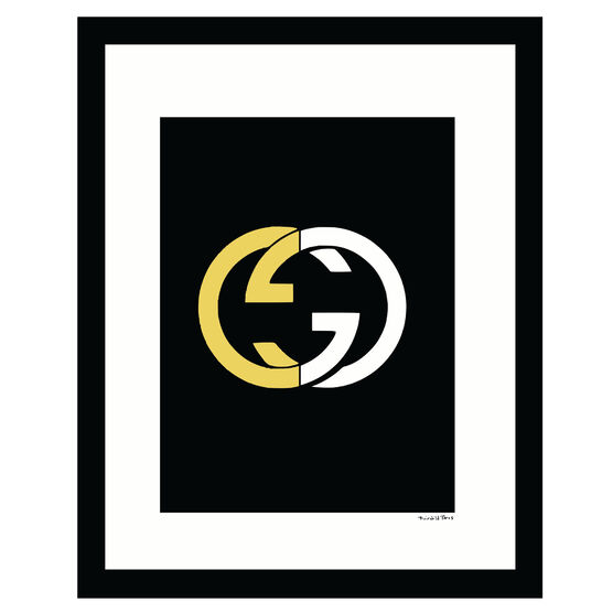 Gucci Logo Gold & White - White / Gold - 14x18 Framed Print, WHITE GOLD, hi-res image number null