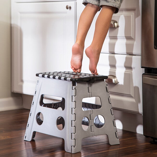 Collapsible Folding Step Stool, GRAY BLACK, hi-res image number null