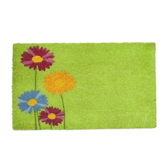 Floral On Green Background Coir Mat With Vinyl Backing Floor Coverings, MULTI, hi-res image number null