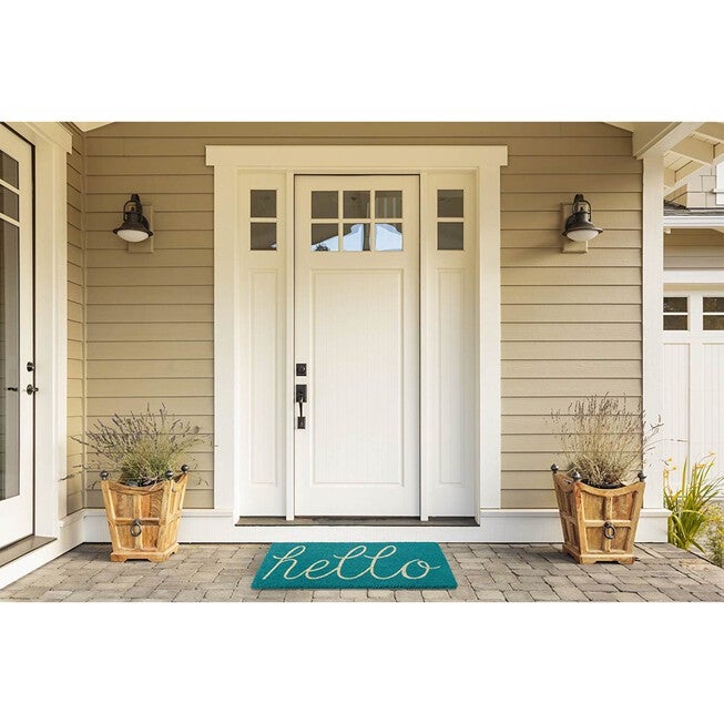 Aqua Hello Doormat, , on-hover image number 1