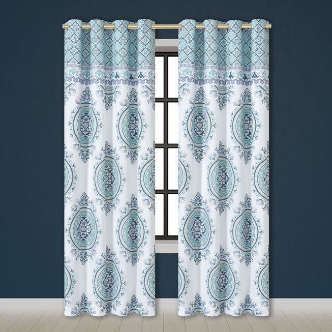 Afton 84 Inch Grommet Panel Pair, BLUE, hi-res image number 0
