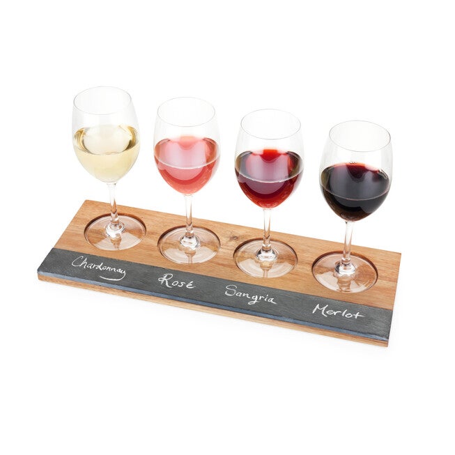 Acacia Wood Wine Flight Board, WOOD, hi-res image number null
