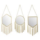 Set Of 3 Gold Metal Farmhouse Wall Mirror, GOLD, hi-res image number null
