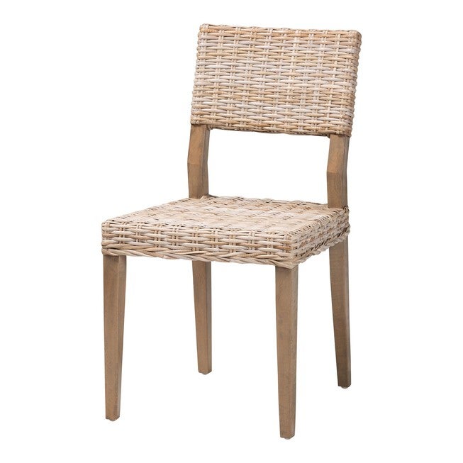 Barossa Bohemian Grey Kubu Rattan And Mahogany Wood Dining Chair, GREY TAUPE, hi-res image number null