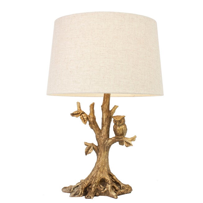 Textured Gold Leaf Owl Lamp, , on-hover image number null