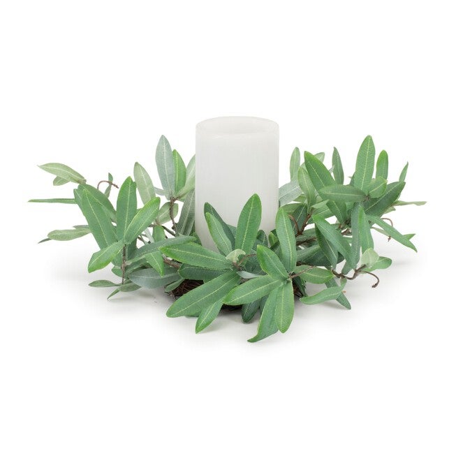 Olive Leaf Candle Ring 12 inchesD, GREEN, hi-res image number null