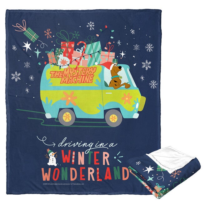 Wb Scooby Doo Driving In A Winter Wonderland Silk Touch Throw Blanket, O, hi-res image number null
