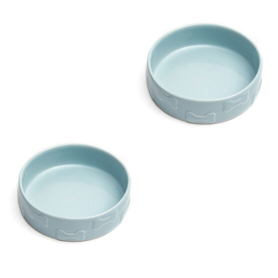 Set Of Two Manor Blue Small Pet Dog Cat Bowls, BLUE, hi-res image number null