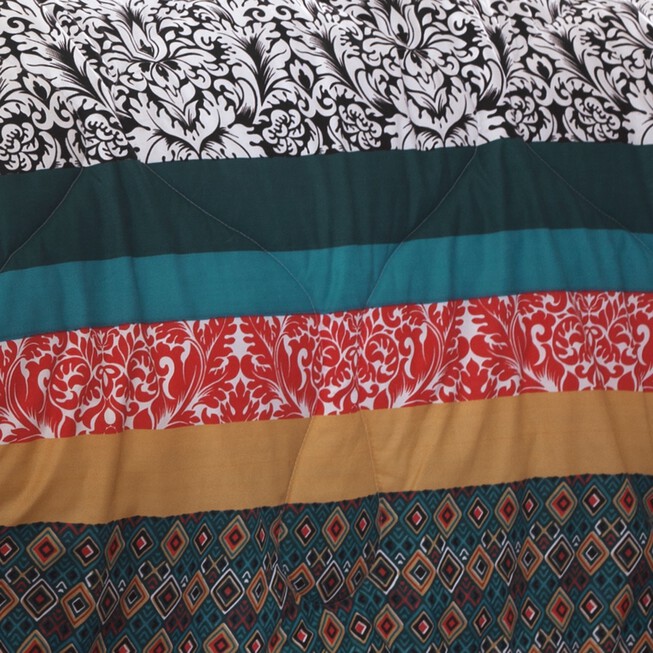 Lush Decor Boho Stripe Soft Sheet Set Turquoise/Tangerine 6Pc Queen 
