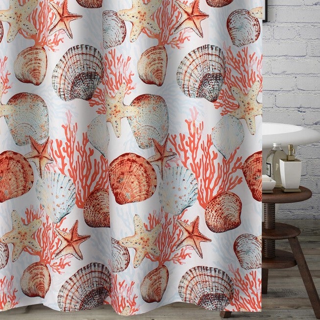 Beach Days Shower Curtain, CORAL, hi-res image number 0
