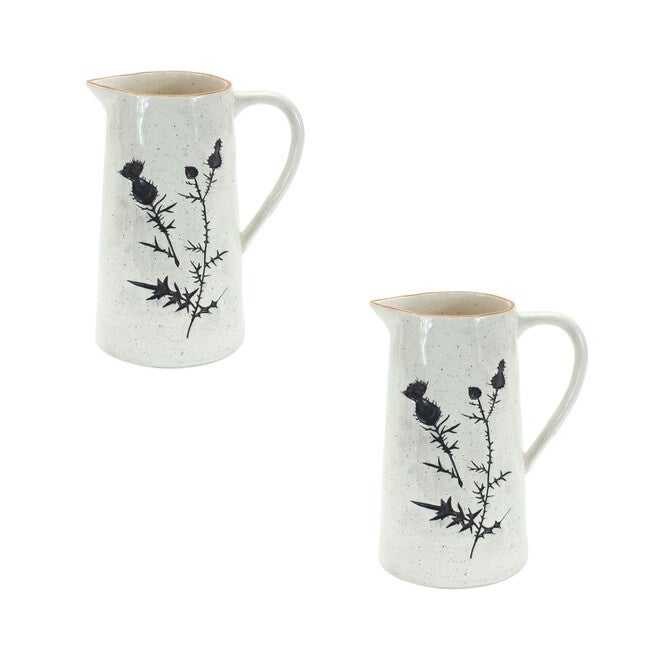 Pitcher (Set of 2) 10 inchesH Ceramic, WHITE/BLACK, hi-res image number null