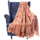 Battilo Home Knitted Throw Sofa Couch Cover Blanket Tassel Soft Acrylic Throws, 50" x 60", ORANGE, hi-res image number 0