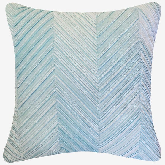 Chevron Velvet Decorative Pillow, DUCK EGG, hi-res image number null