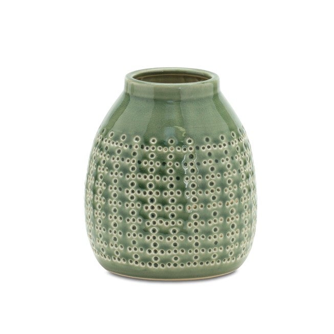 Container 6.5 inchesH Terra Cotta, GREEN/WHITE, hi-res image number null
