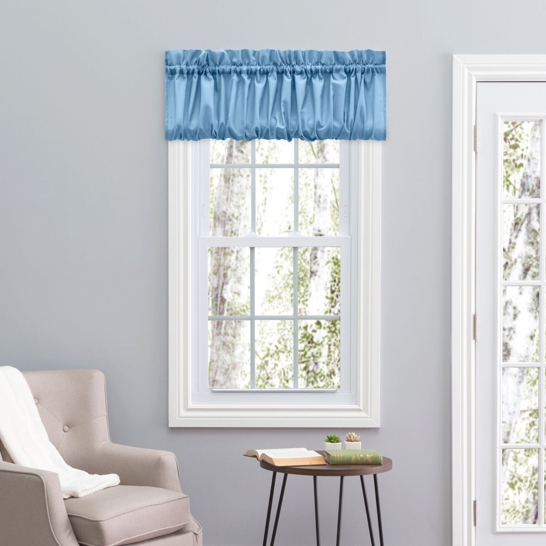 Stacey Curtain Balloon Valance, SLATE, hi-res image number 0
