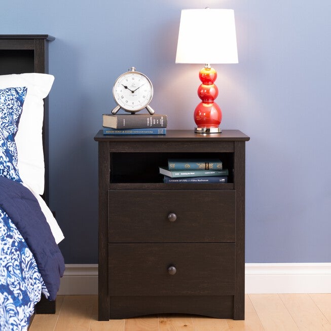 Sonoma 2-Drawer Nightstand, BLACK, hi-res image number null