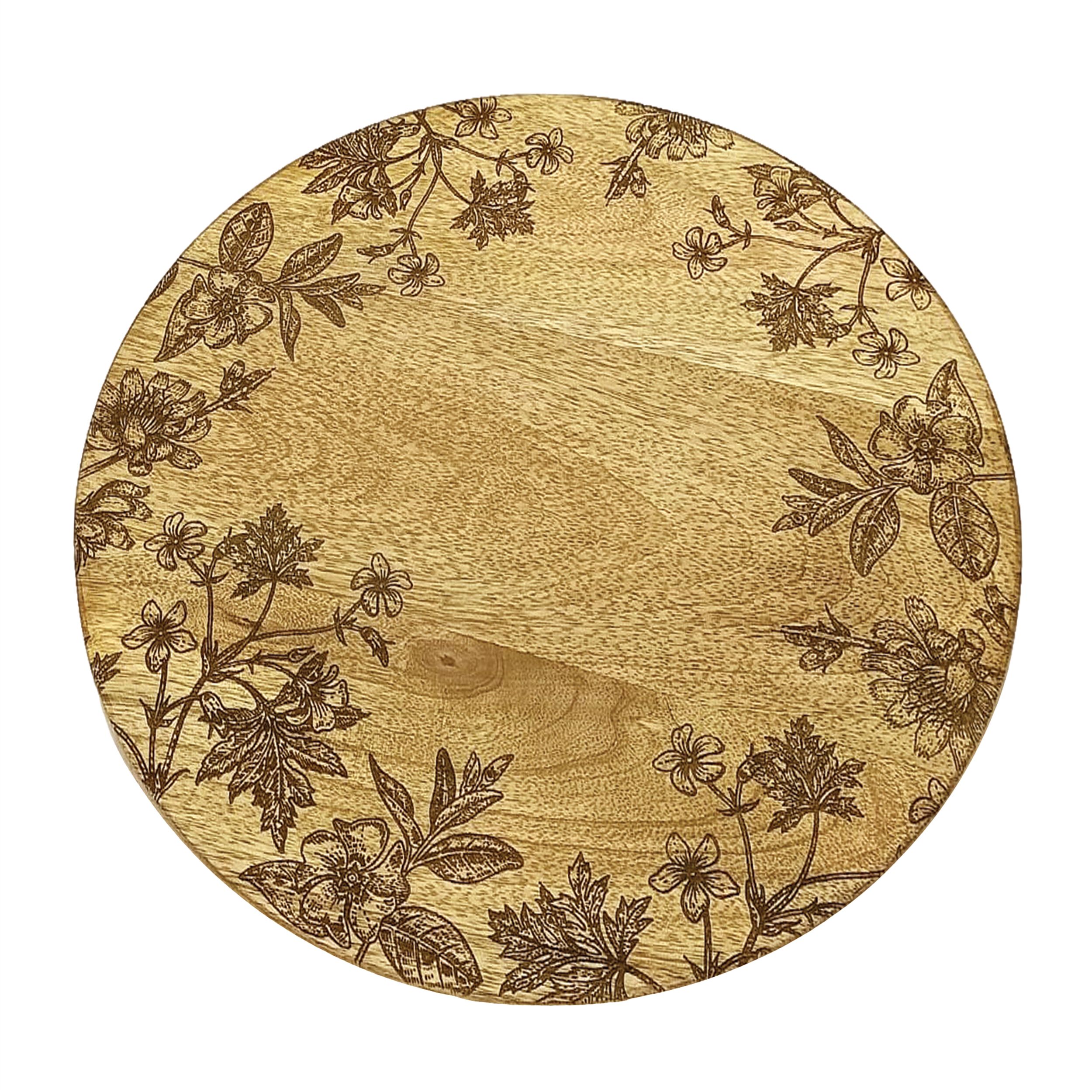 Floral Etched Mango Wood Tray, GOLD, alternate image number 1