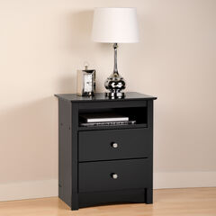 Bedroom Furniture Accessories Brylane Home Sonoma Black 2 Drawer Tall Night Stand With Open Cubbie
