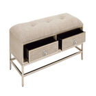 Beige Linen and Metal Contemporary Bench, 19x43x16, , alternate image number null