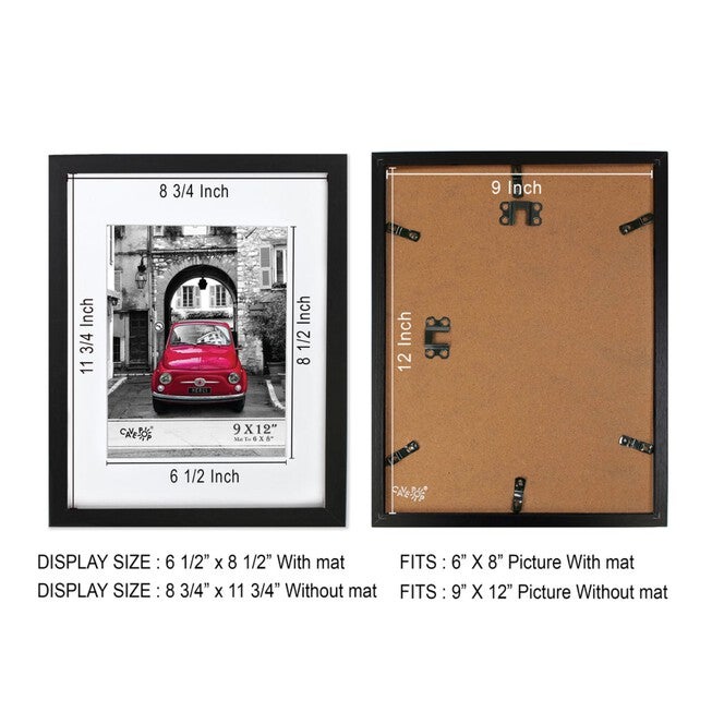 Black Pixel Glass Picture Frames Mat To 6X8 - Set Of 5, , alternate image number null
