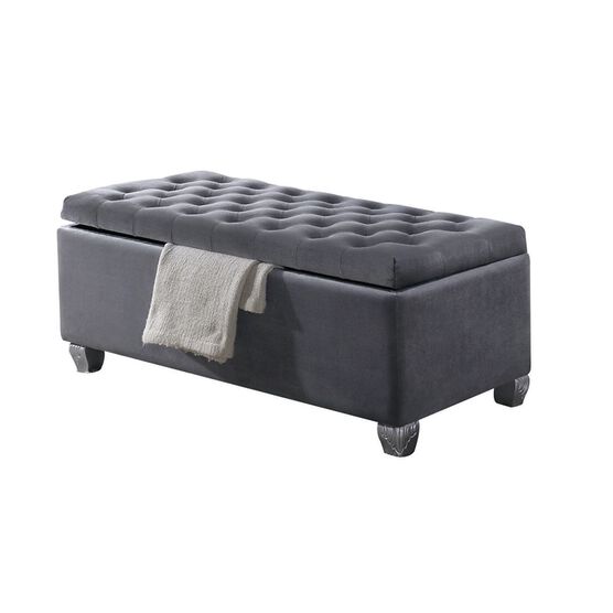 Bench W/Storage Seating, GRAY FABRIC, hi-res image number null