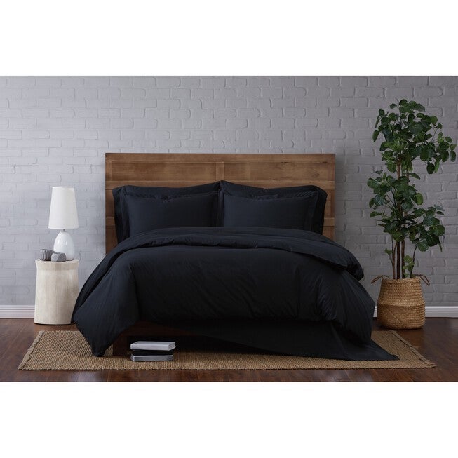 Classic Cotton 3-Pc. Duvet Set, BLACK, hi-res image number null