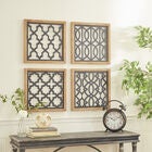 Set Of 4 Black Wood Contemporary Wall Decor, , alternate image number null