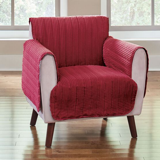 Reversible Plush Stripe Chair Protector, Reversible Plush Stripe Chair Protector,