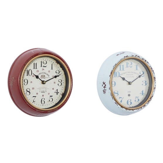Set Of 2 White Metal Vintage Wall Clock, , alternate image number null