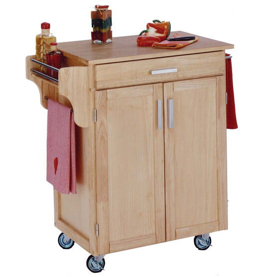 Cuisine Natural Wood Kitchen Cart with Wood Top, NATURAL WOOD, hi-res image number null