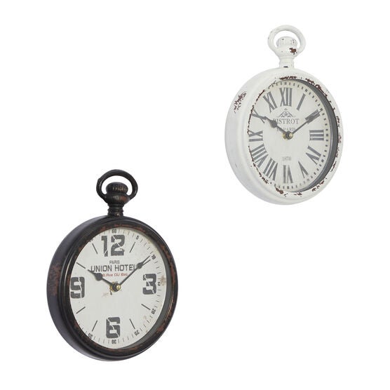 Set Of 2 Brown Metal Vintage Wall Clock, , alternate image number null