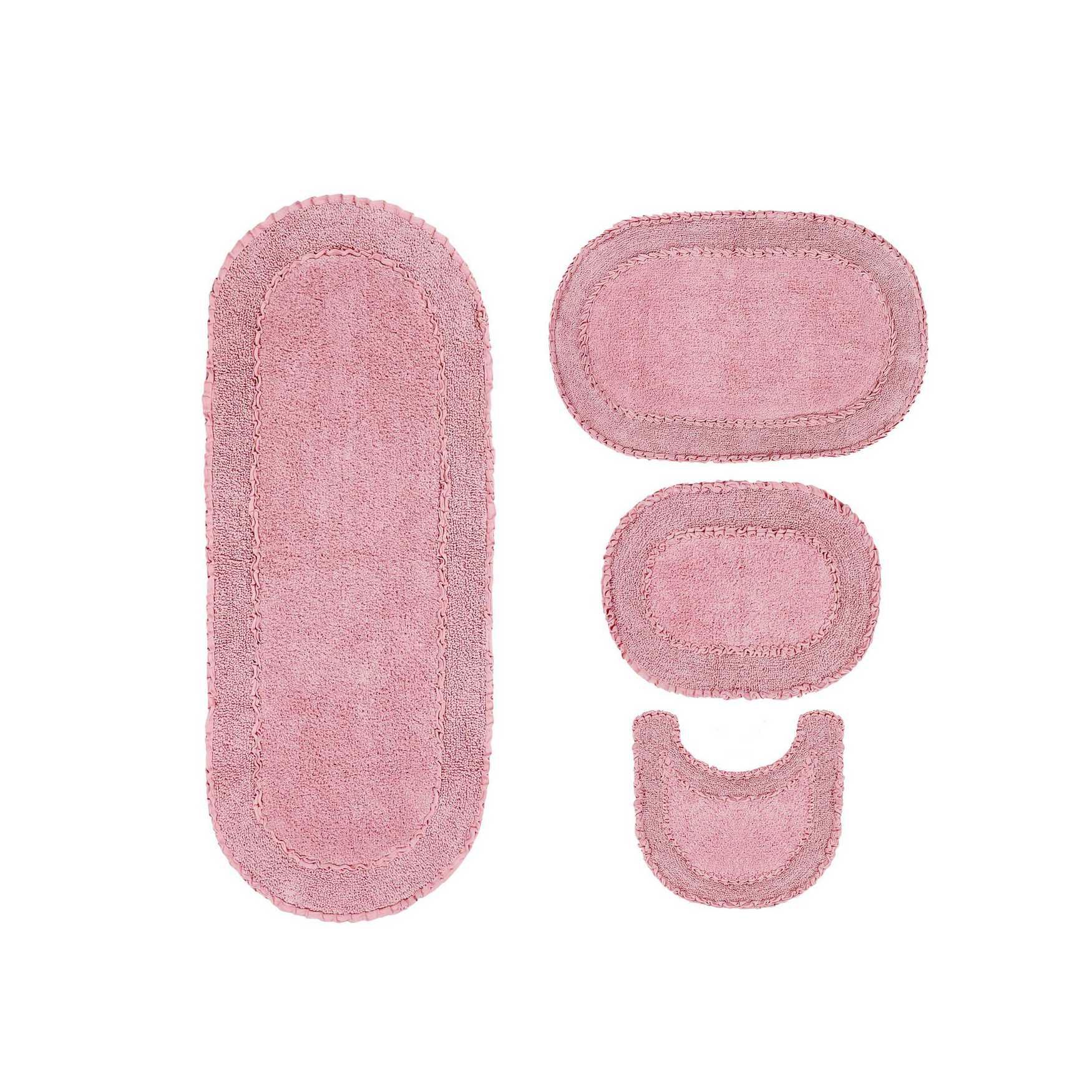 Double Ruffle 4 Piece Set Bath Rug Collection
