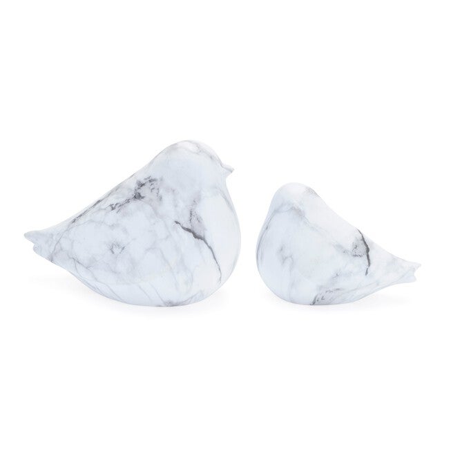 Marble Design Bird Shelf Sitter (Set of 2), WHITE/GREY, hi-res image number null