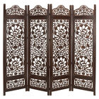 Brown Mango Wood Traditional Room Divider Screen, 72 " x 80 " x 1 ", BEIGE, hi-res image number null