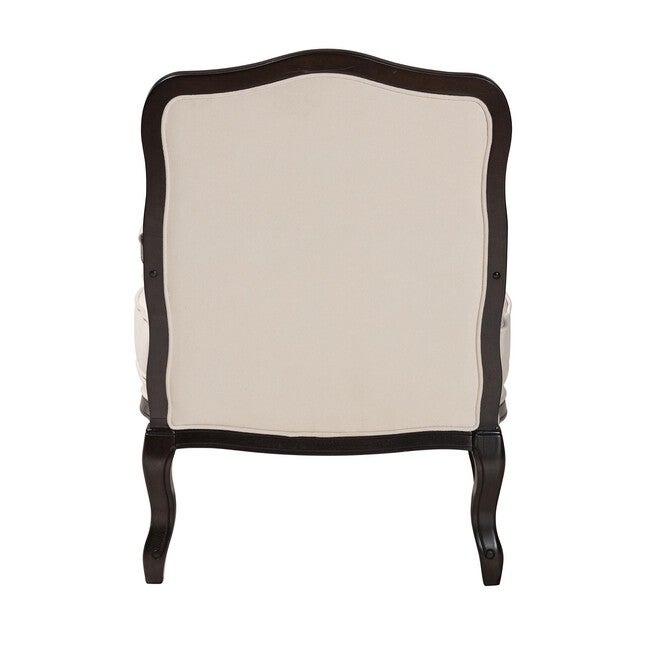 Dion Traditional French Cream Fabric And Wenge Brown Finished Wood Accent Chair, , alternate image number 3