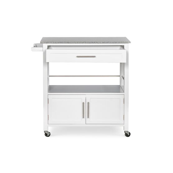 Cameron White Kitchen Cart With Granite Top, , alternate image number null