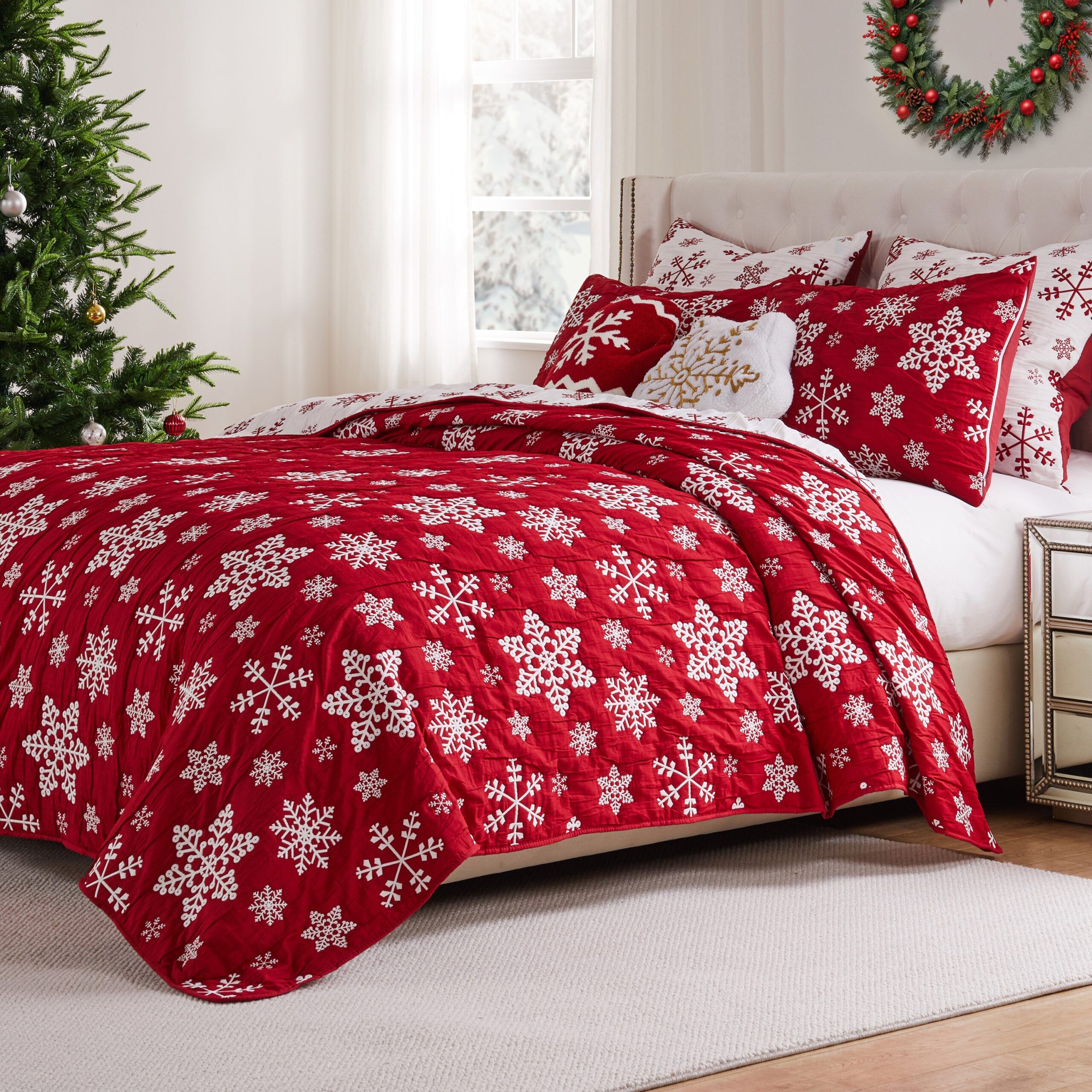 Novelty Holiday Matelass&eacute; Coverlet Set, PEPPERMINT PARTY, hi-res image number 0