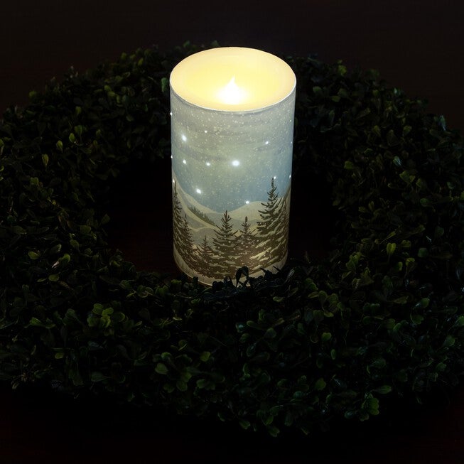 Snowy Landscpe Fiber Optic & LED Candle, , alternate image number null