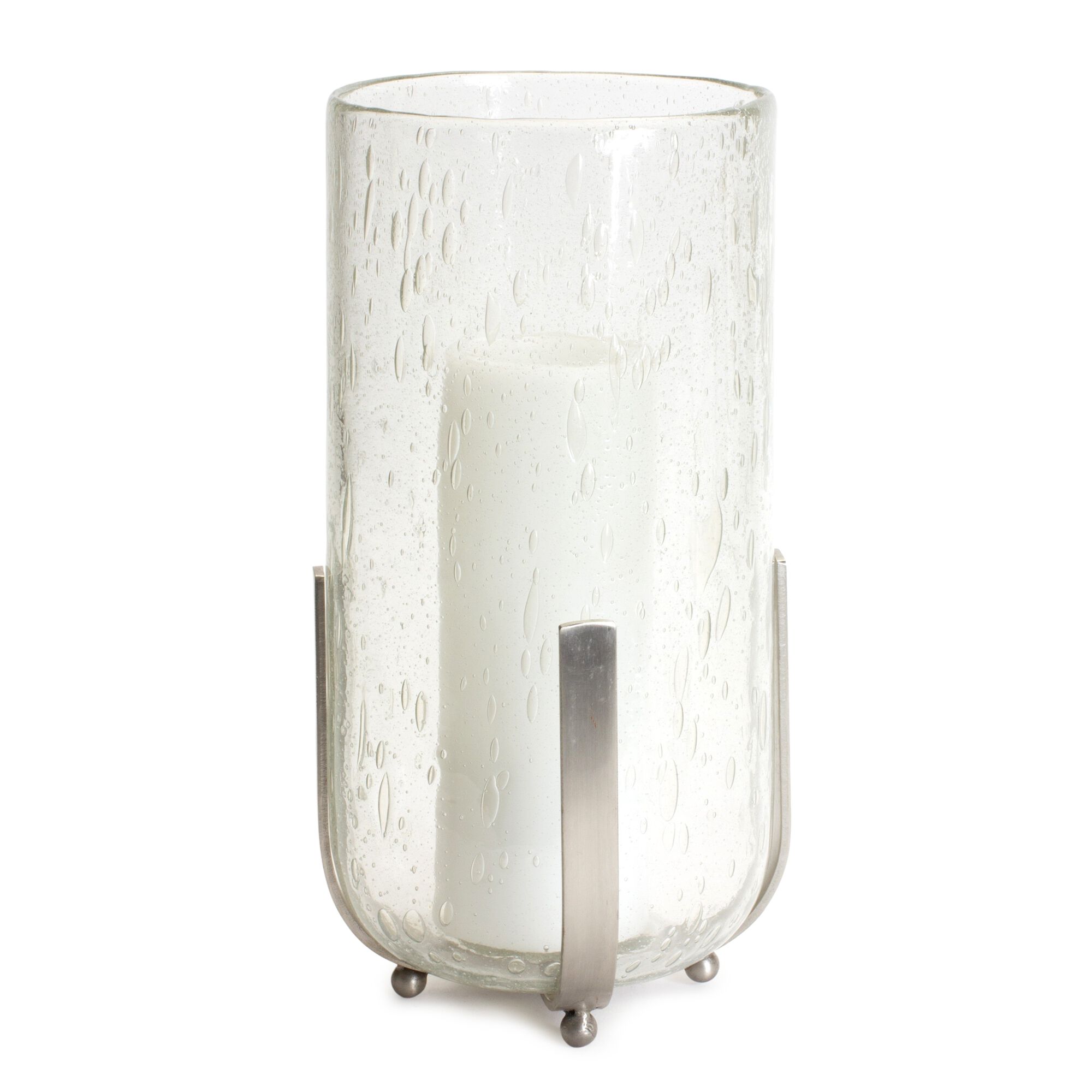 Candle Holder or Vase 6.25 inchesD x 12.5 inchesH Iron/Glass, CLEAR/SILVER, alternate image number 1