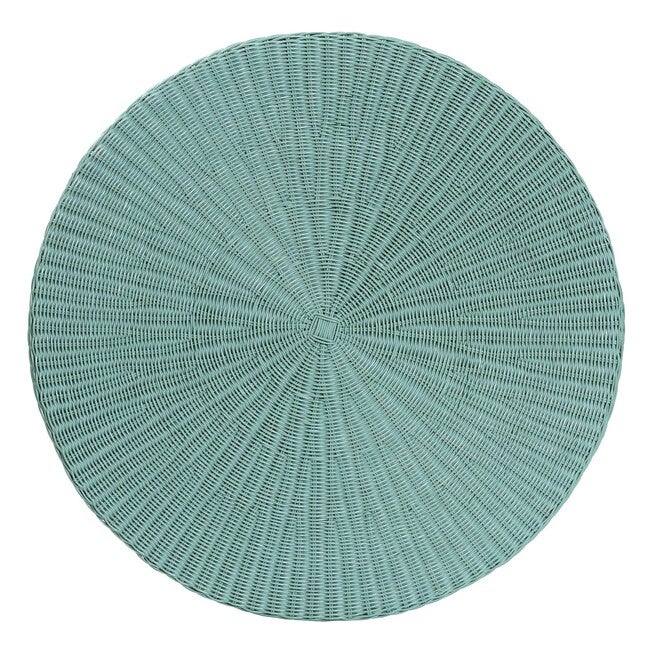 bali & pari Palm Bohemian Seafoam Green Scalloped Rattan Coffee Table, SEAFOAM GREEN, alternate image number null