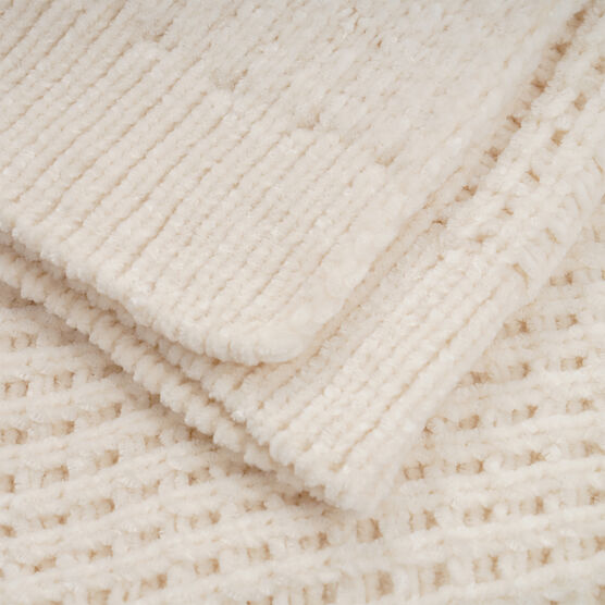 Shiny Waffle Chenille Knit Throw, , on-hover image number null