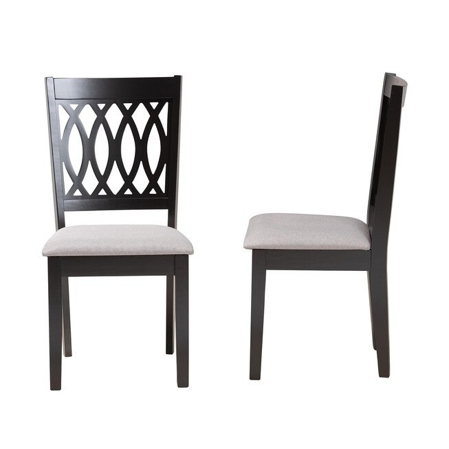 Florencia Modern Beige Fabric And Espresso Brown Finished Wood Dining Chair, , alternate image number 9