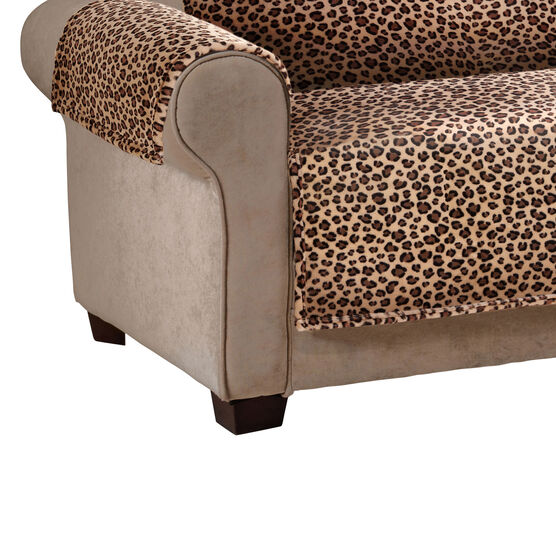 Leopard Plush Loveseat Furniture Cover, , alternate image number null