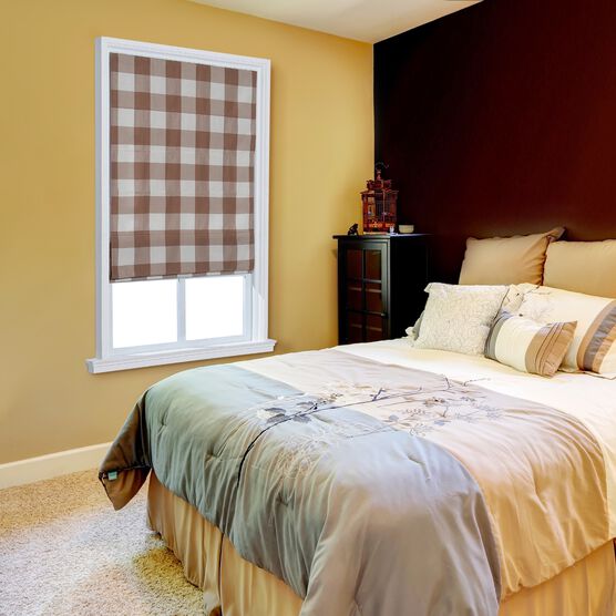 Cordless Plaid Flat Roman Shade, , on-hover image number null