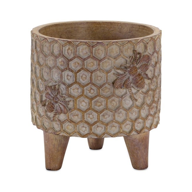 Pot w/Legs (Set of 2) 5 inchesD x 5.25 inchesH Resin, BROWN, alternate image number null