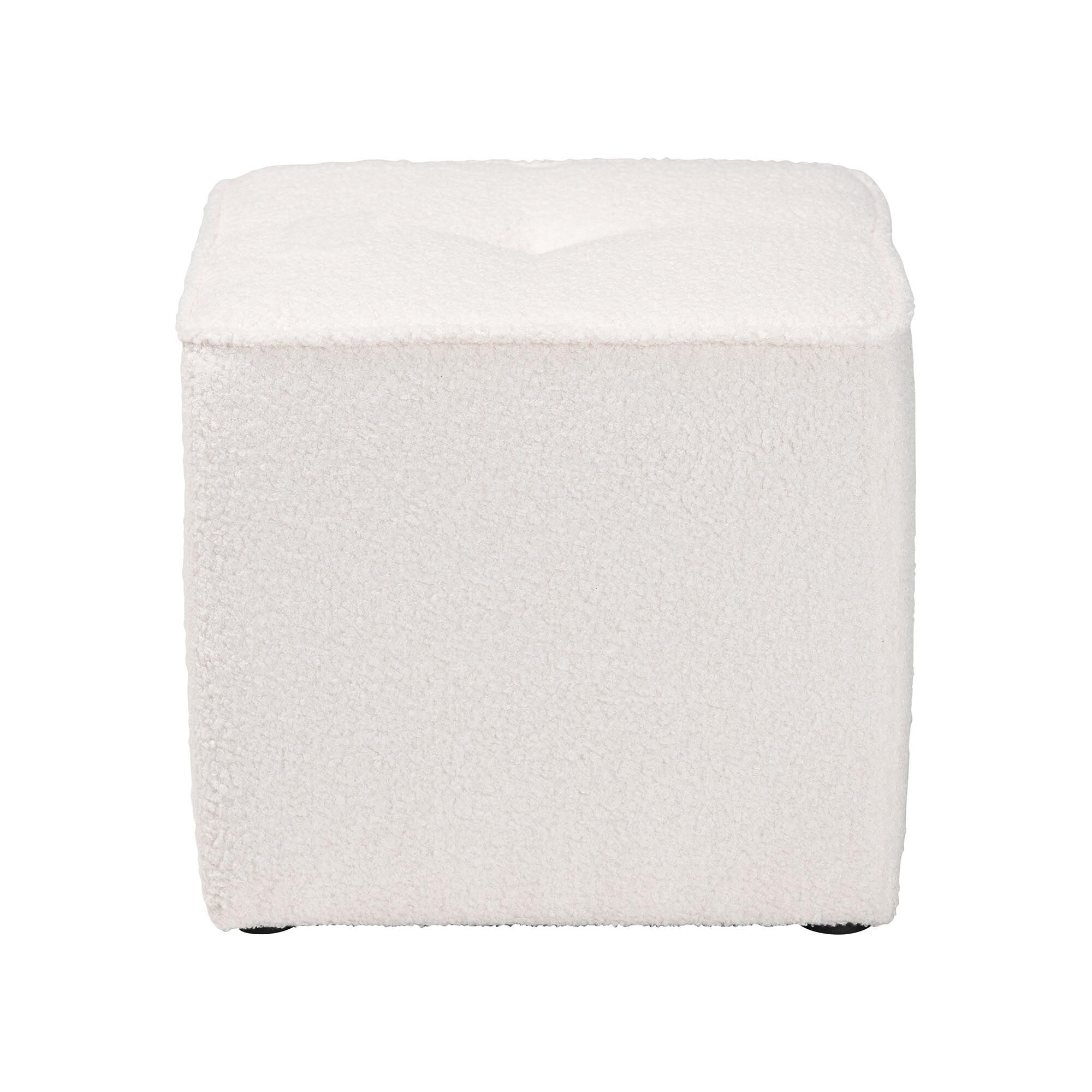 Isaiah Modern And Contemporary Ivory Boucle Upholstered Ottoman, , alternate image number 3